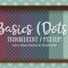 Basics Medium Translucent Dots Wallpaper with Kick and Crown Moulding in Medium Wood