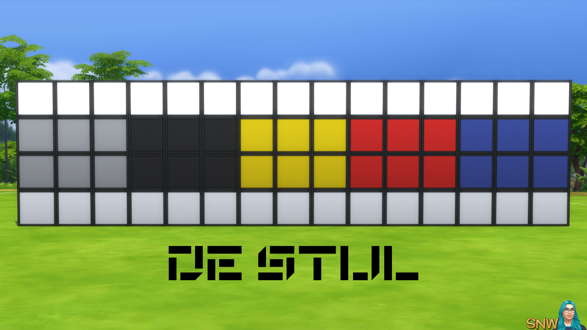 De Stijl Walls for The Sims 4