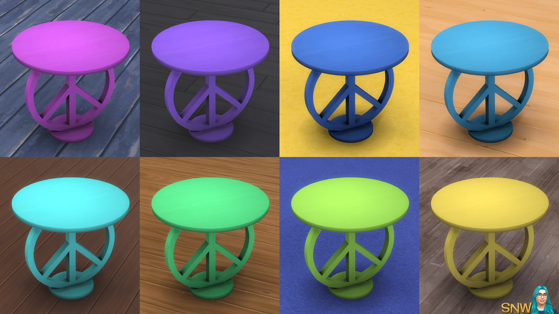 SNW Peace, Love &amp; Hippieness End Table Custom Content CC for The Sims 4