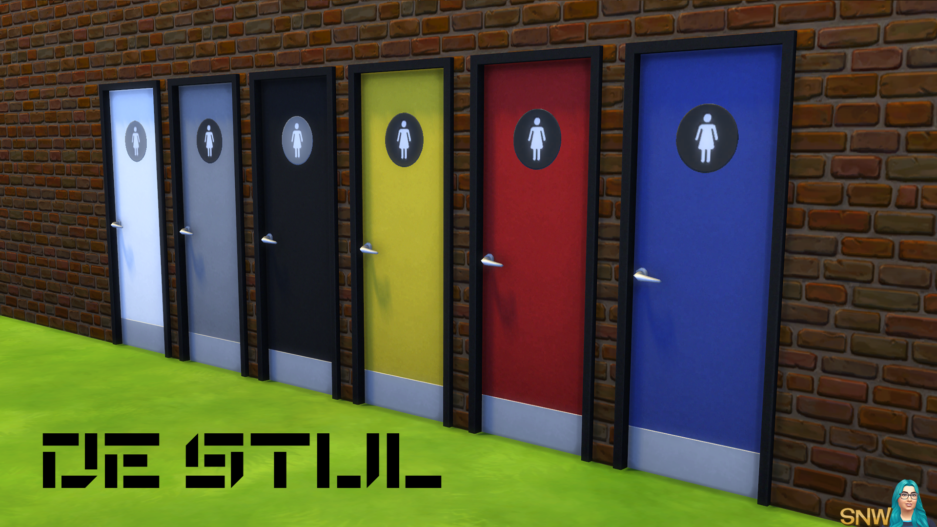 De Stijl Doors for The Sims 4