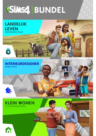 De Sims 4: Designerdroom Bundel (Landelijk Leven, Interieurdesigner, Klein Wonen Accessoires) cover box art packshot