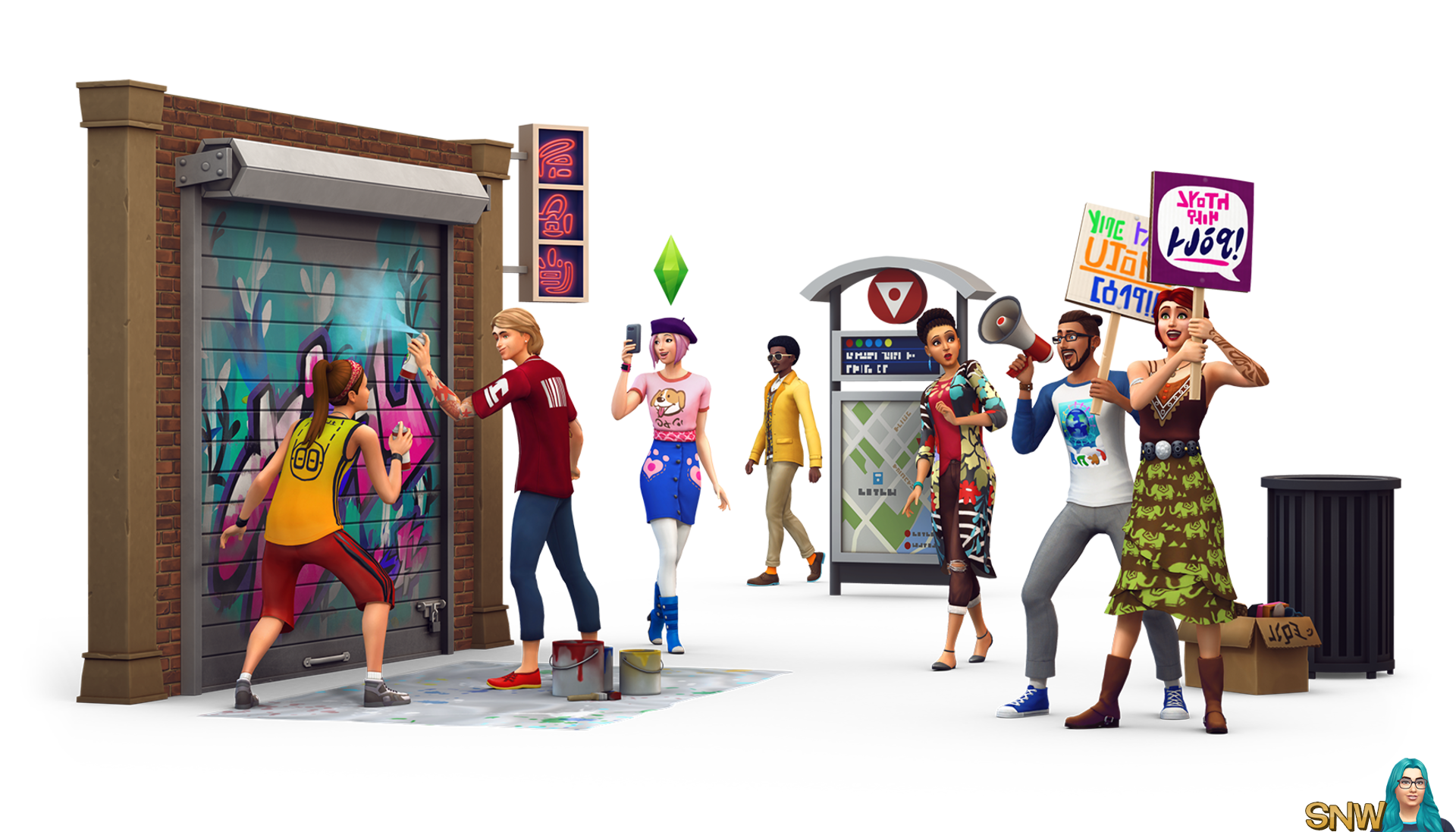 The Sims 4: City Living render / De Sims 4: Stedelijk Leven render